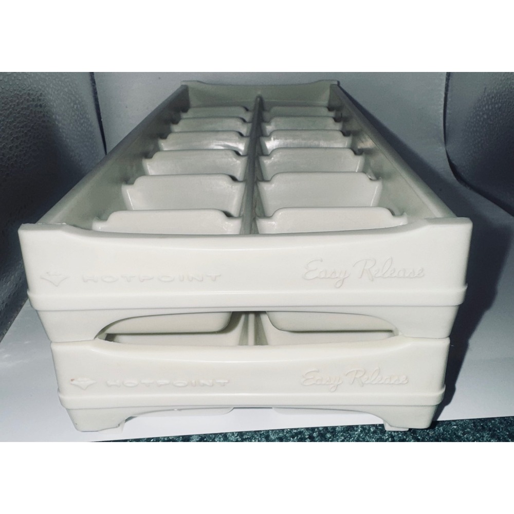 MCM Vintage Hotpoint Easy Release Ice Cube Trays Set of 2 Plastic Stackable